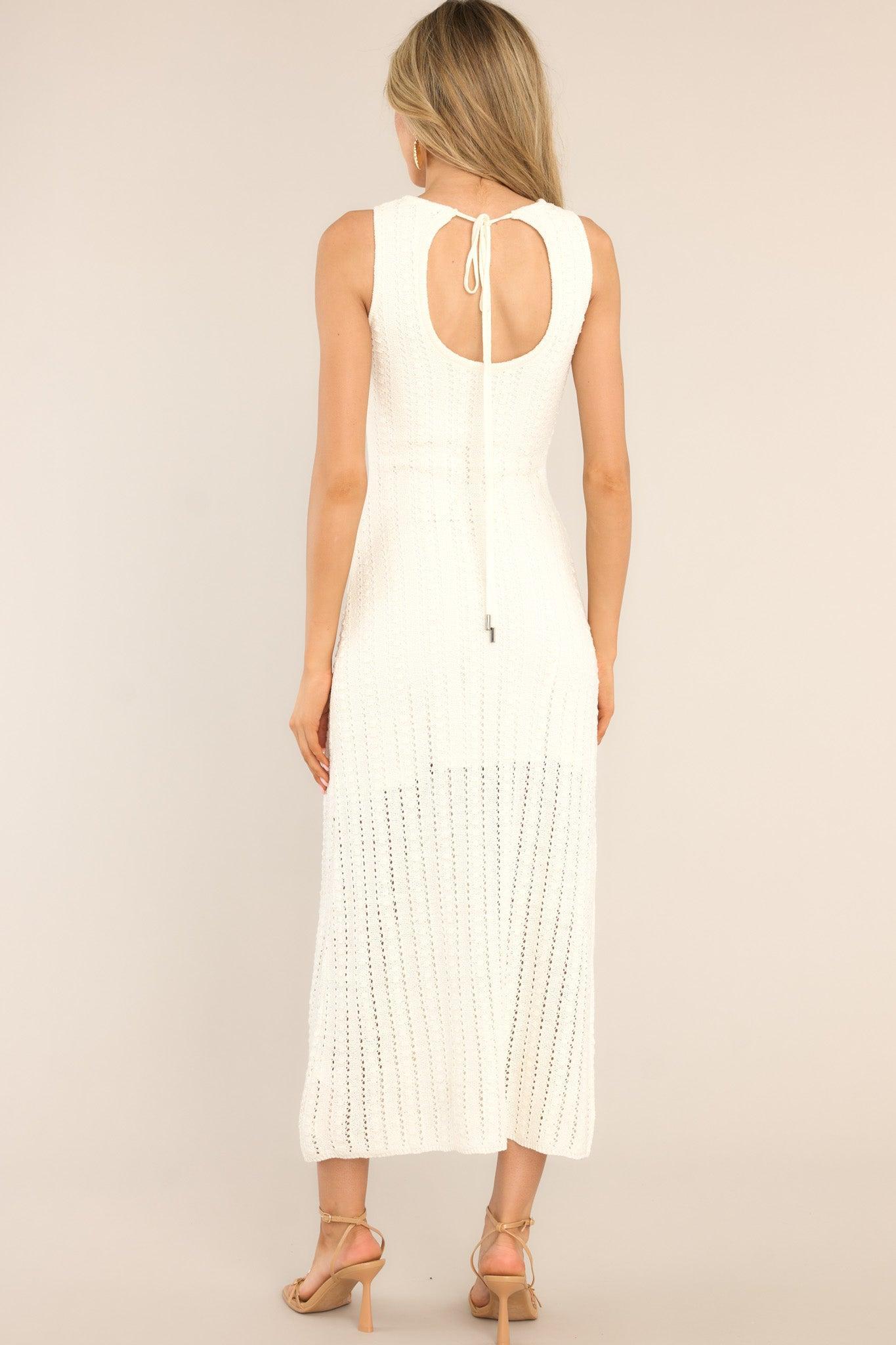 MINKPINK Tinsley Crochet Knit Midi Dress Ivory Product Image