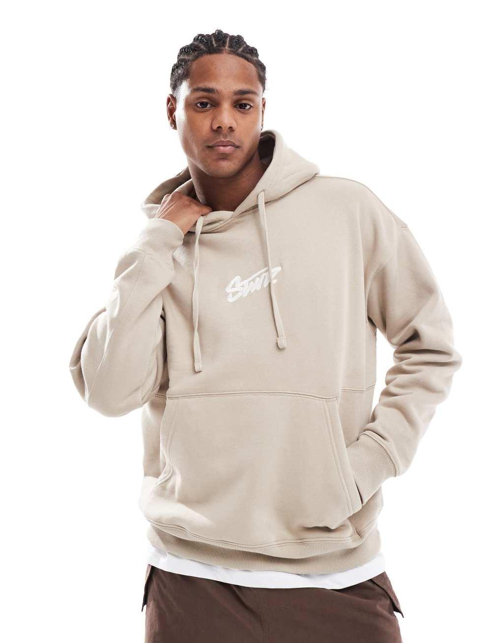 Pull&Bear STWD hoodie in ecru Product Image