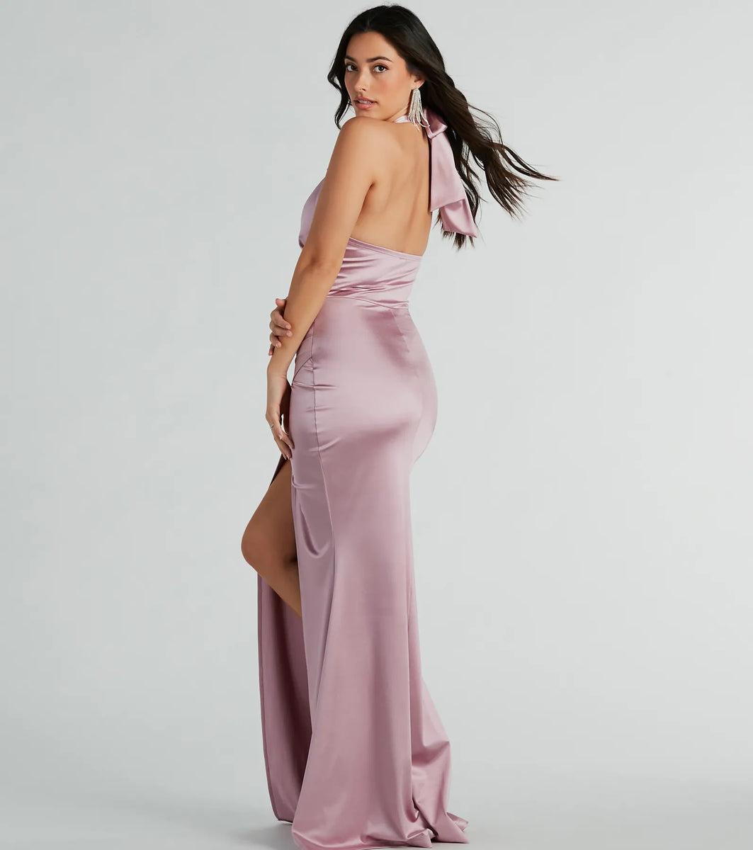 Kourtney Halter Mermaid Satin Formal Dress product image