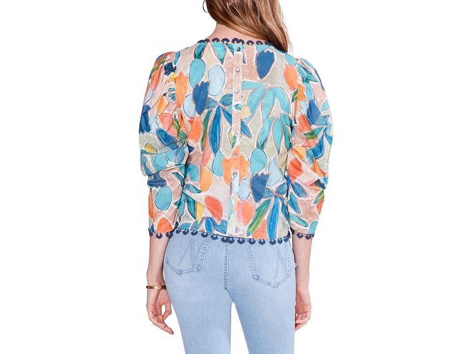 NIC+ZOE Citrus Grove Puff Sleeve Top (Blue Multi) Women's Clothing Product Image