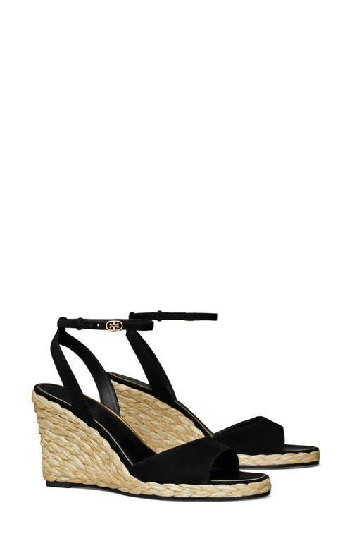 TORY BURCH Raffia Wedge Sandal In Perfect Black Product Image