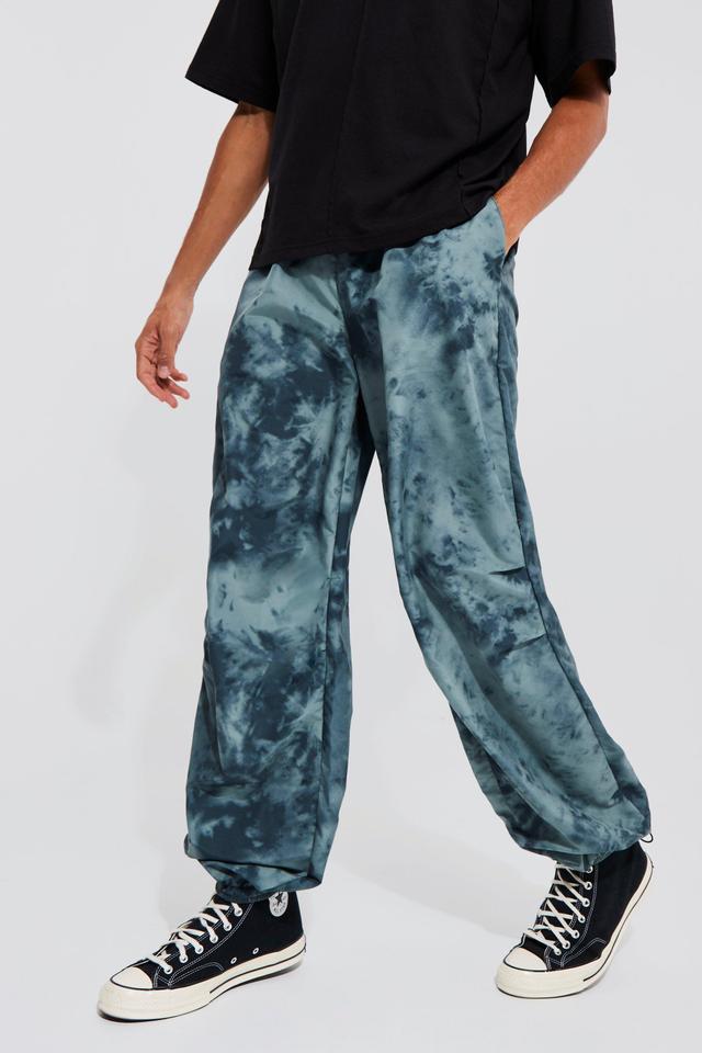 Tall Baggy Tie Dye Parachute Pants | boohooMAN USA Product Image