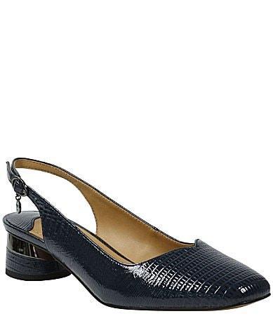 J. Renee Taveta Lizard Embossed Slingback Block Heel Pumps Product Image