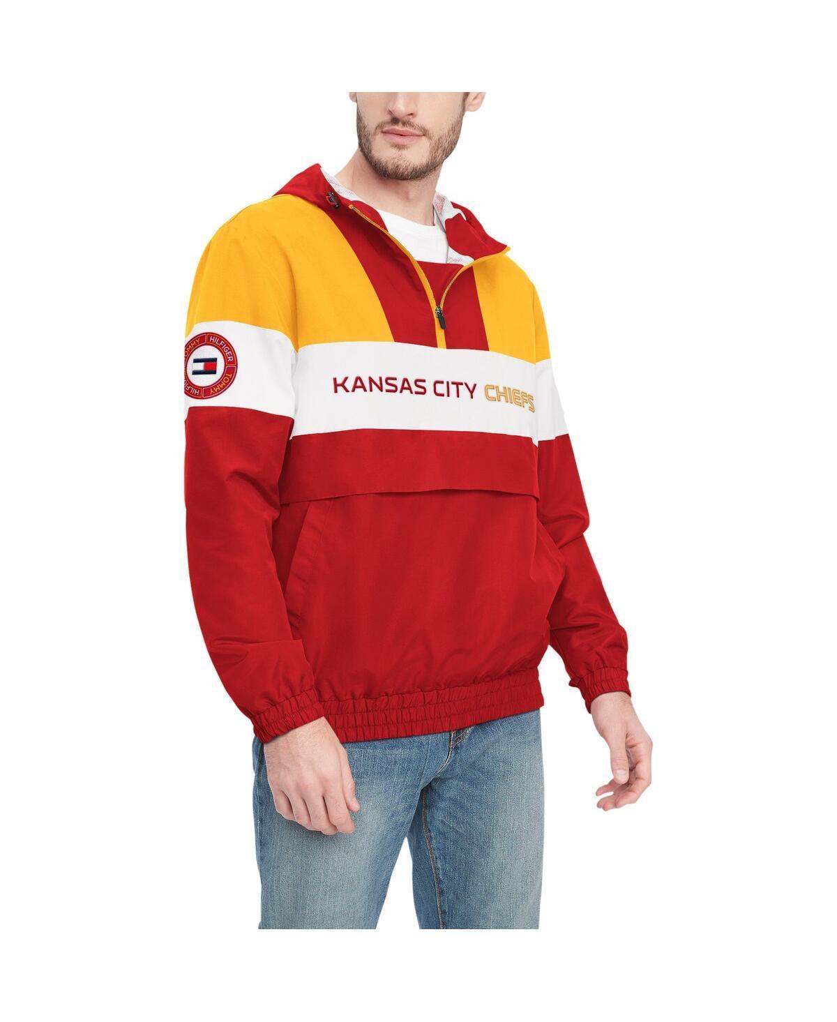 Tommy Hilfiger Mens Red Kansas City Chiefs Enzo Half-Zip Hoodie Jacket - Red, Gold Product Image