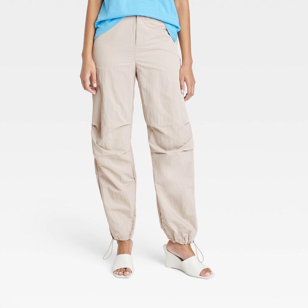 Womens High-Rise Parachute Pants - A New Day Tan 10 Product Image