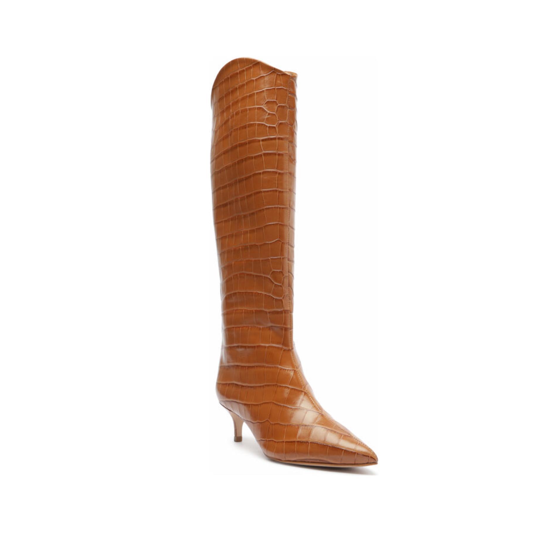 Maryana Lo Crocodile-Embossed Leather Boot Product Image