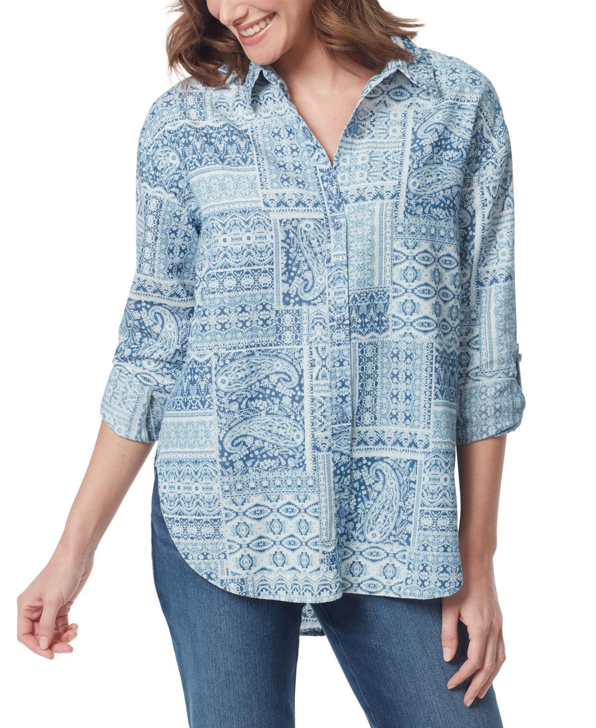 Gloria Vanderbilt Womens Amanda Paisley Button-Front Shirt Product Image