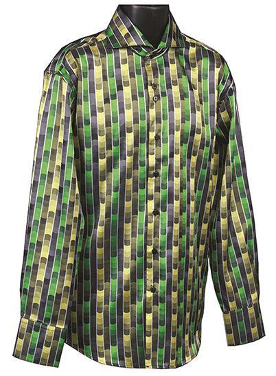 Dress Shirt Regular Fit Fancy Stripe Pattern In Green Product Image