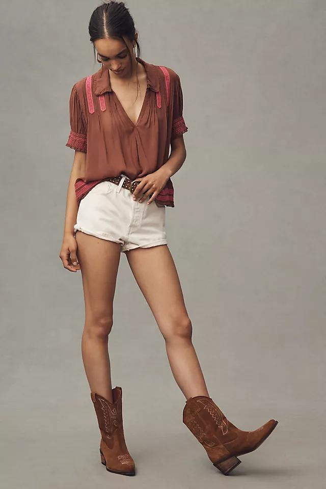 By Anthropologie Short-Sleeve Sheer Blouse Product Image