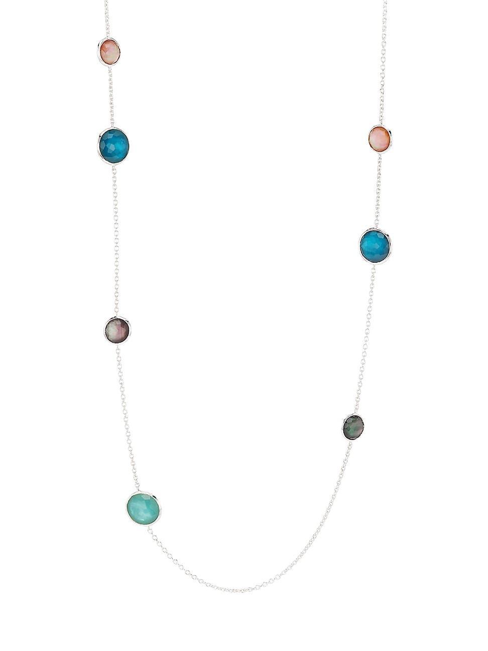 Womens Lollipop Sterling Silver & Multi-Gemstone Station Necklace Product Image