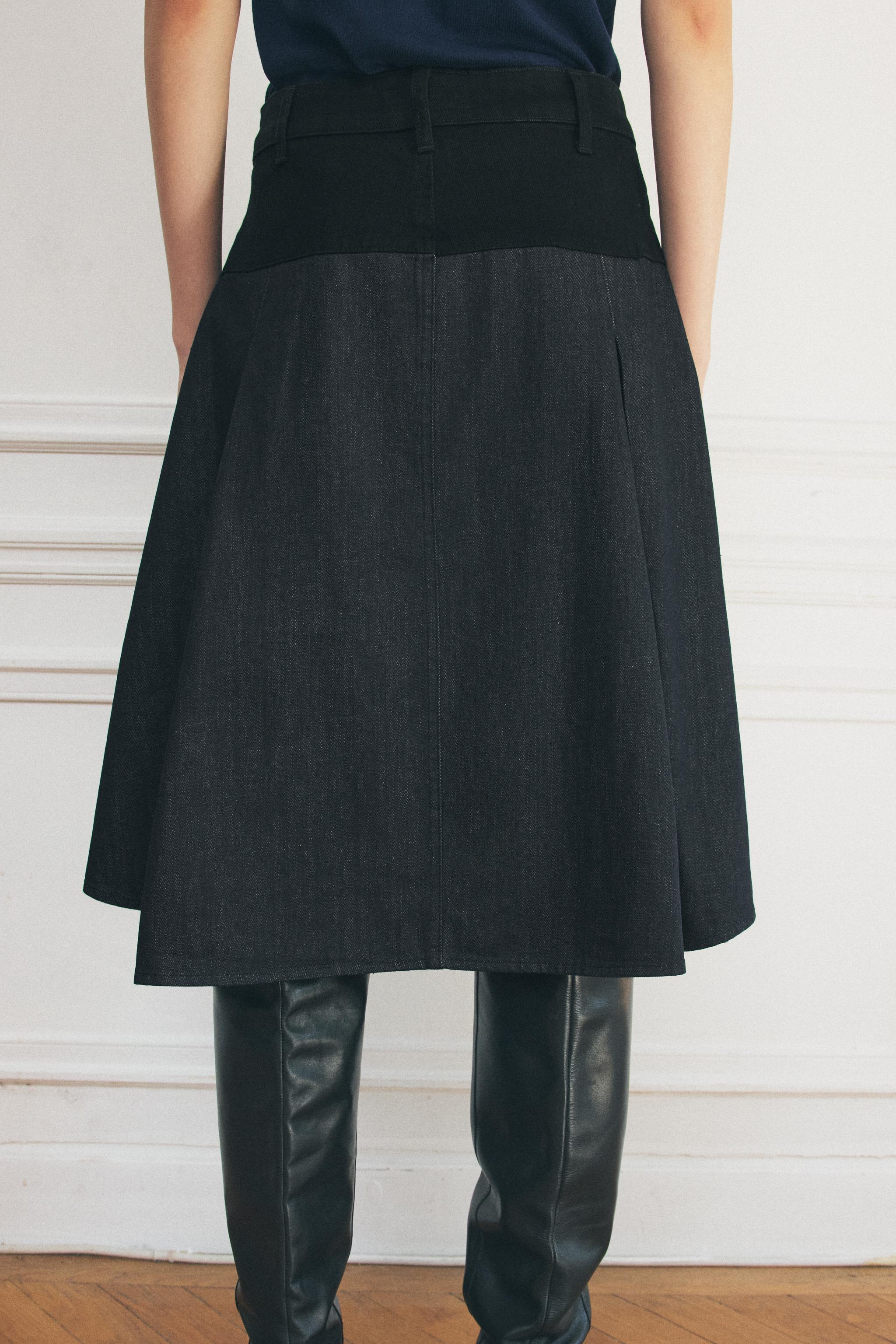 DENIM COMBINATION SKIRT ZW COLLECTION Product Image