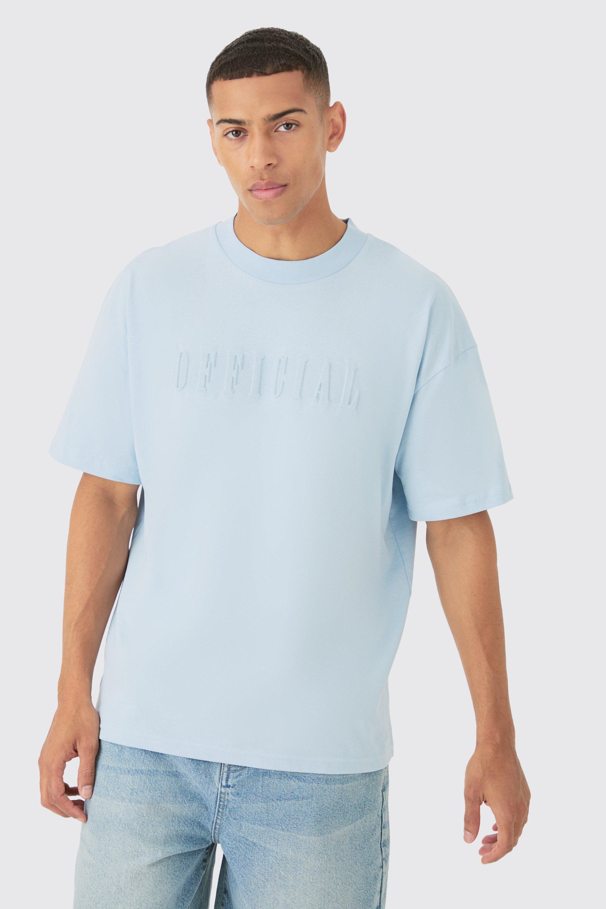 Oversized Extended Neck Official Embossed T-shirt | boohooMAN USA Product Image