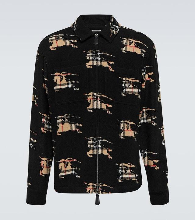 BURBERRY Ekd Jacquard Wool Jacket In Black Product Image