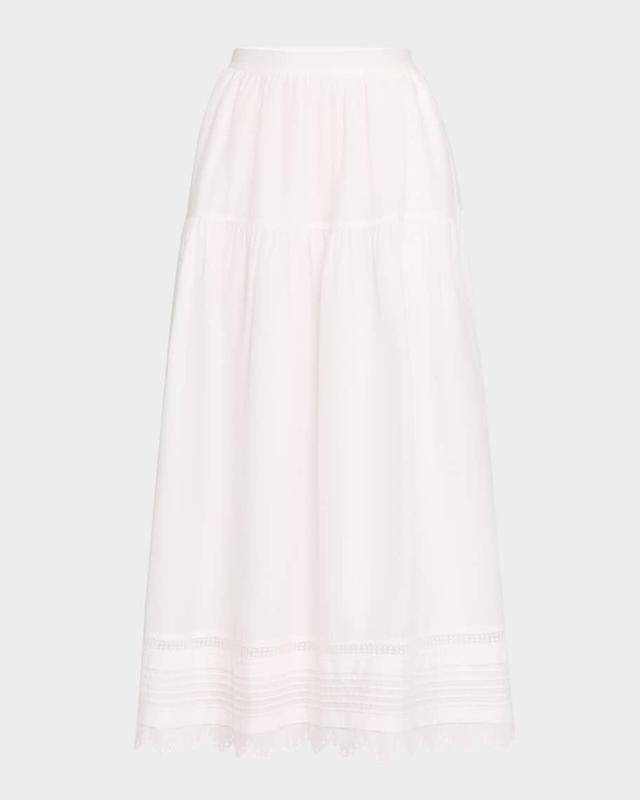 Tilda Pintuck Scalloped Cotton Midi Skirt Product Image