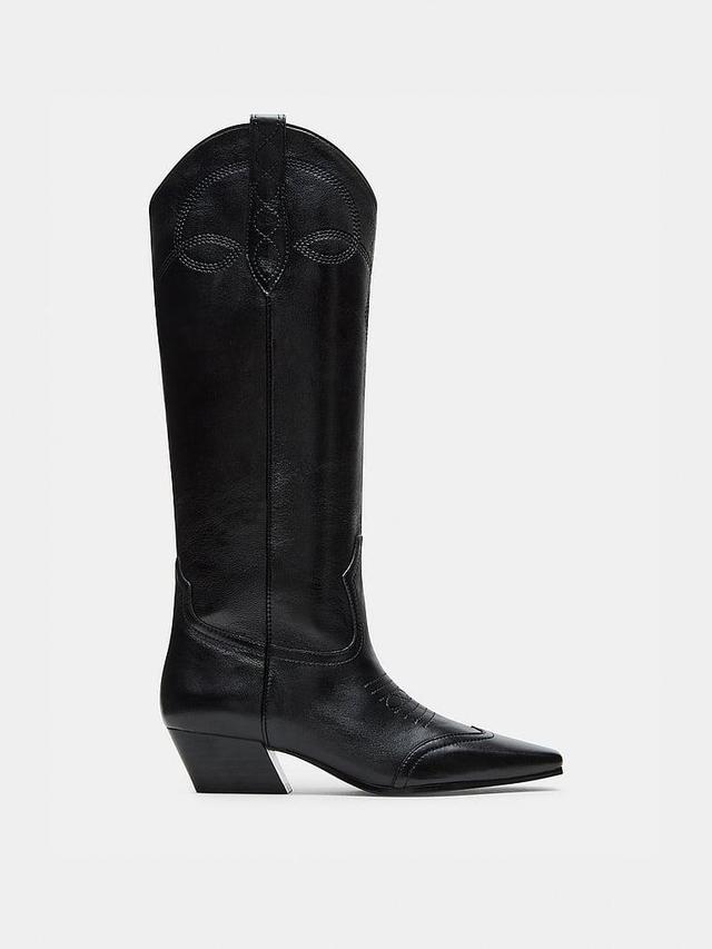 Dollie Black Leather Boots Product Image