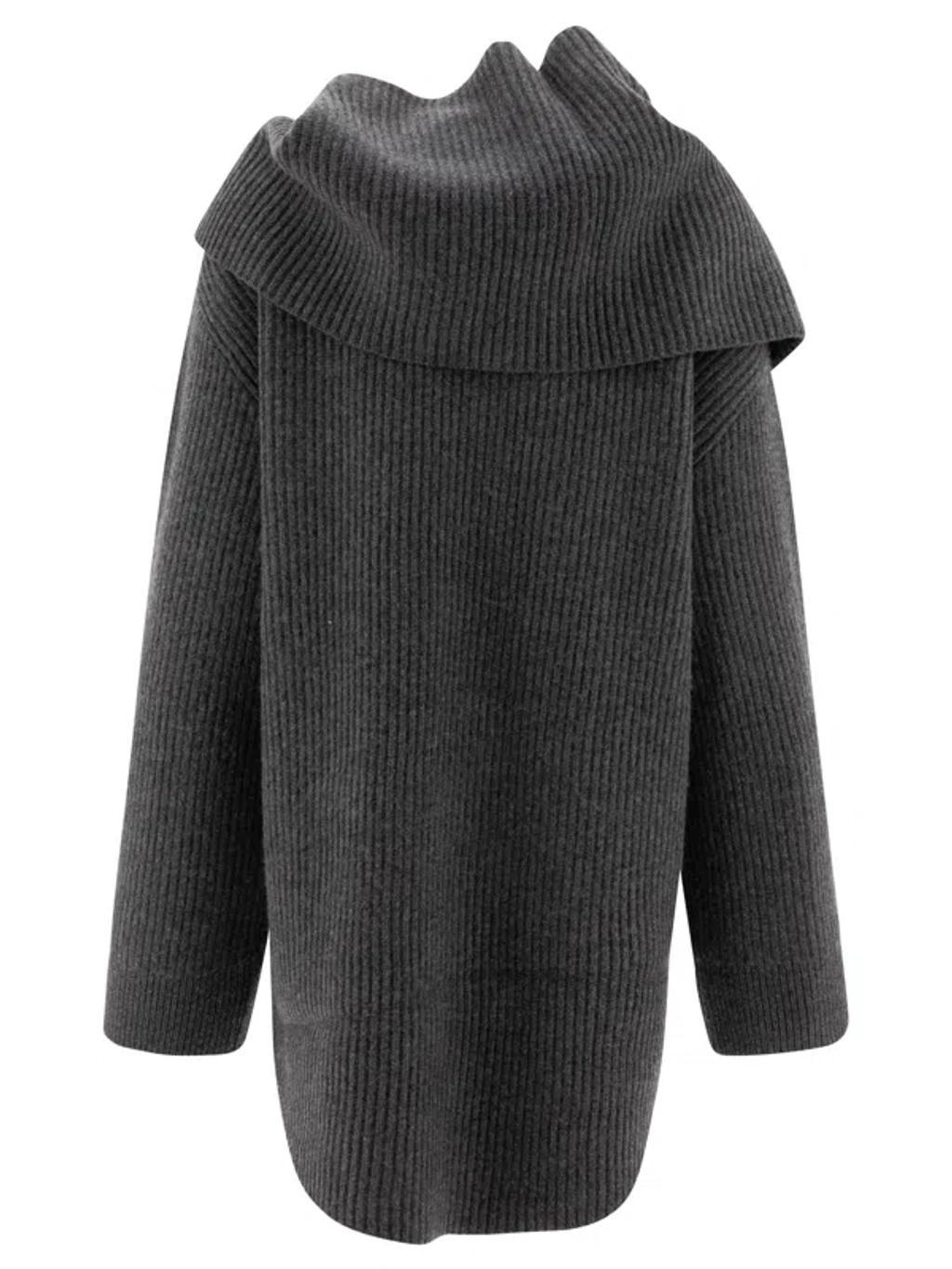 Toteme Ribbed Scarf Sweater In Grey Product Image