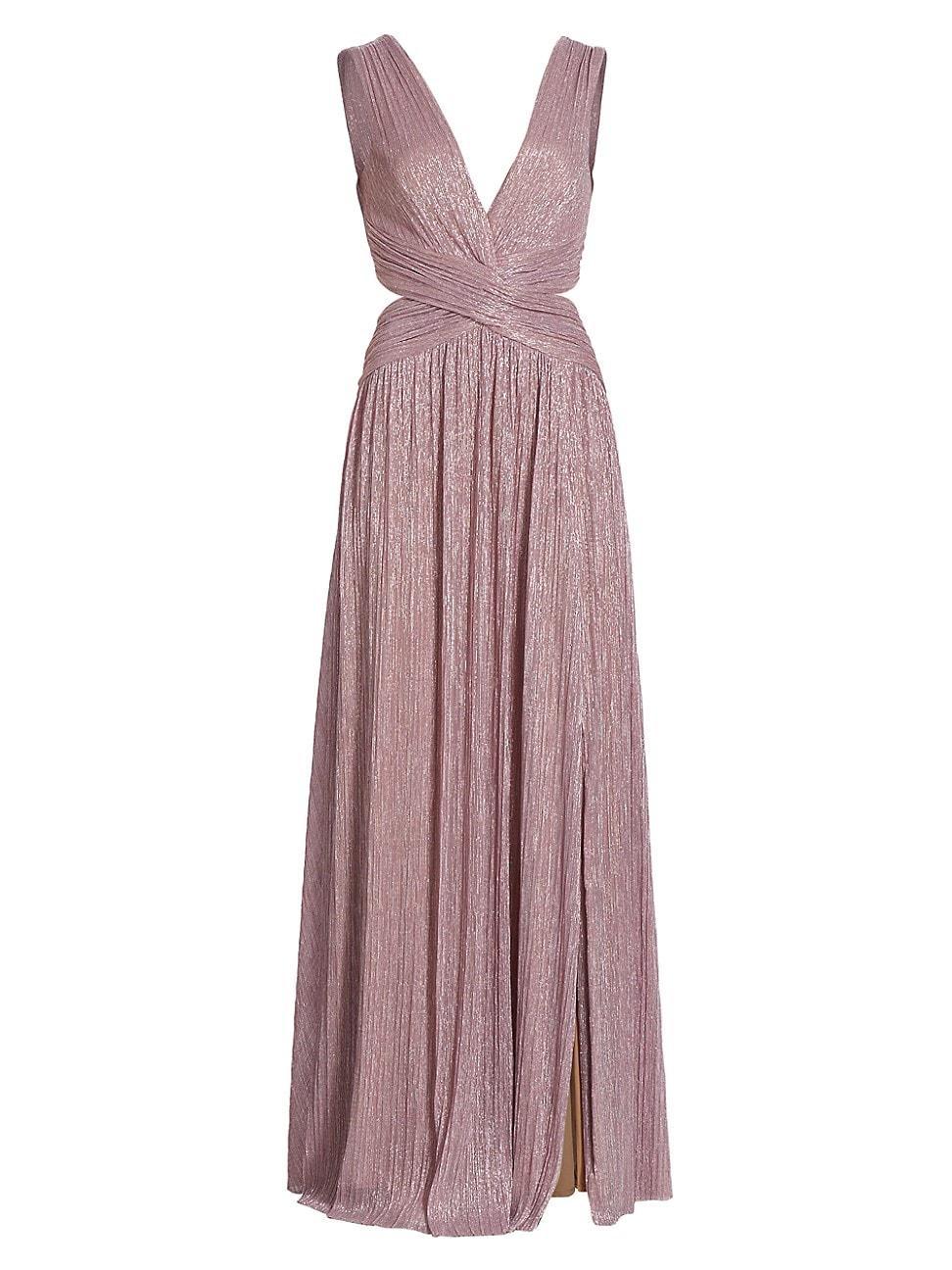 Womens V-Neck Metallic Gown Product Image