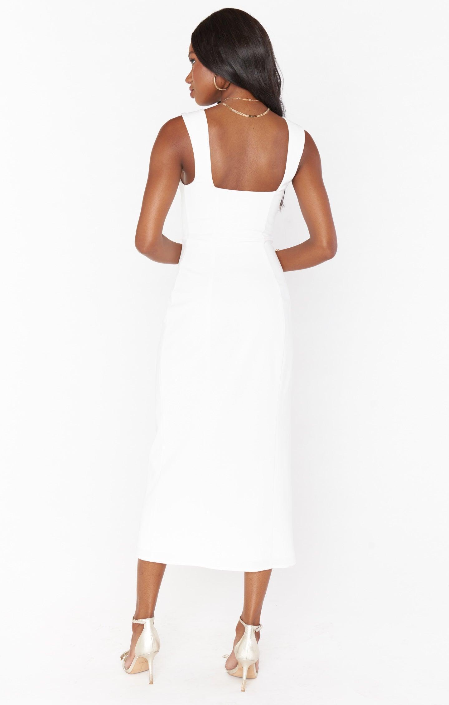 Eden Midi Dress ~ White Stretch Product Image