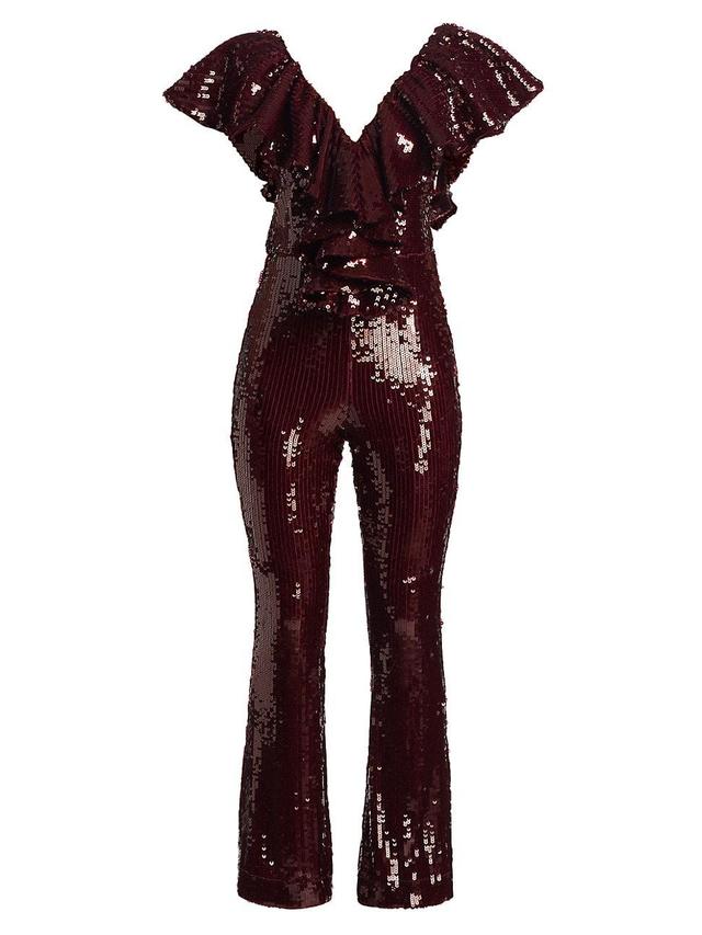 Womens Ruffled Sequined Jumpsuit Product Image