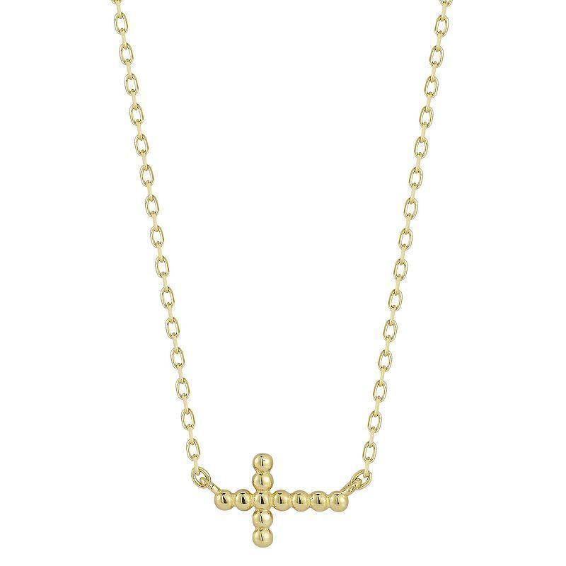 LUMINOR GOLD 14k Gold Sideways Cross Necklace, Womens Yellow Product Image