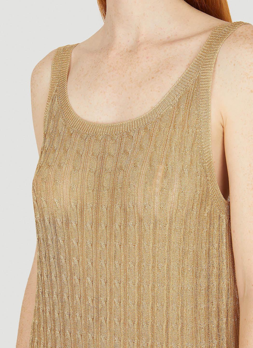 Metallic Cabel Knit Dress Female Gold In Brown Product Image