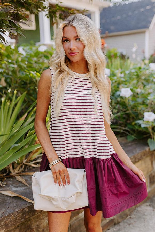 Sweet Nothings Stripe Mini Dress in Maroon Product Image