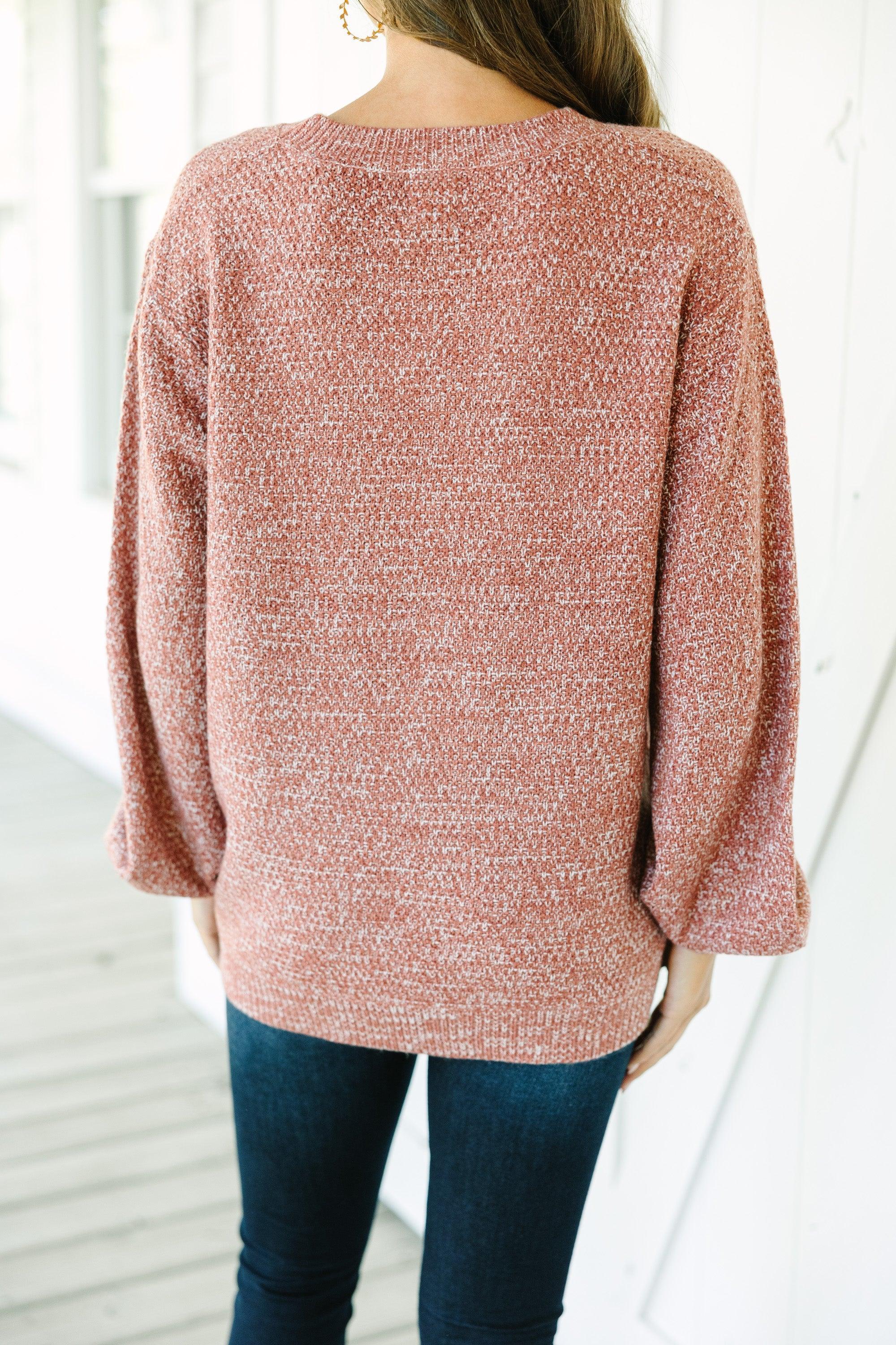 The Slouchy Rust Orange Bubble Sleeve Sweater Female Product Image