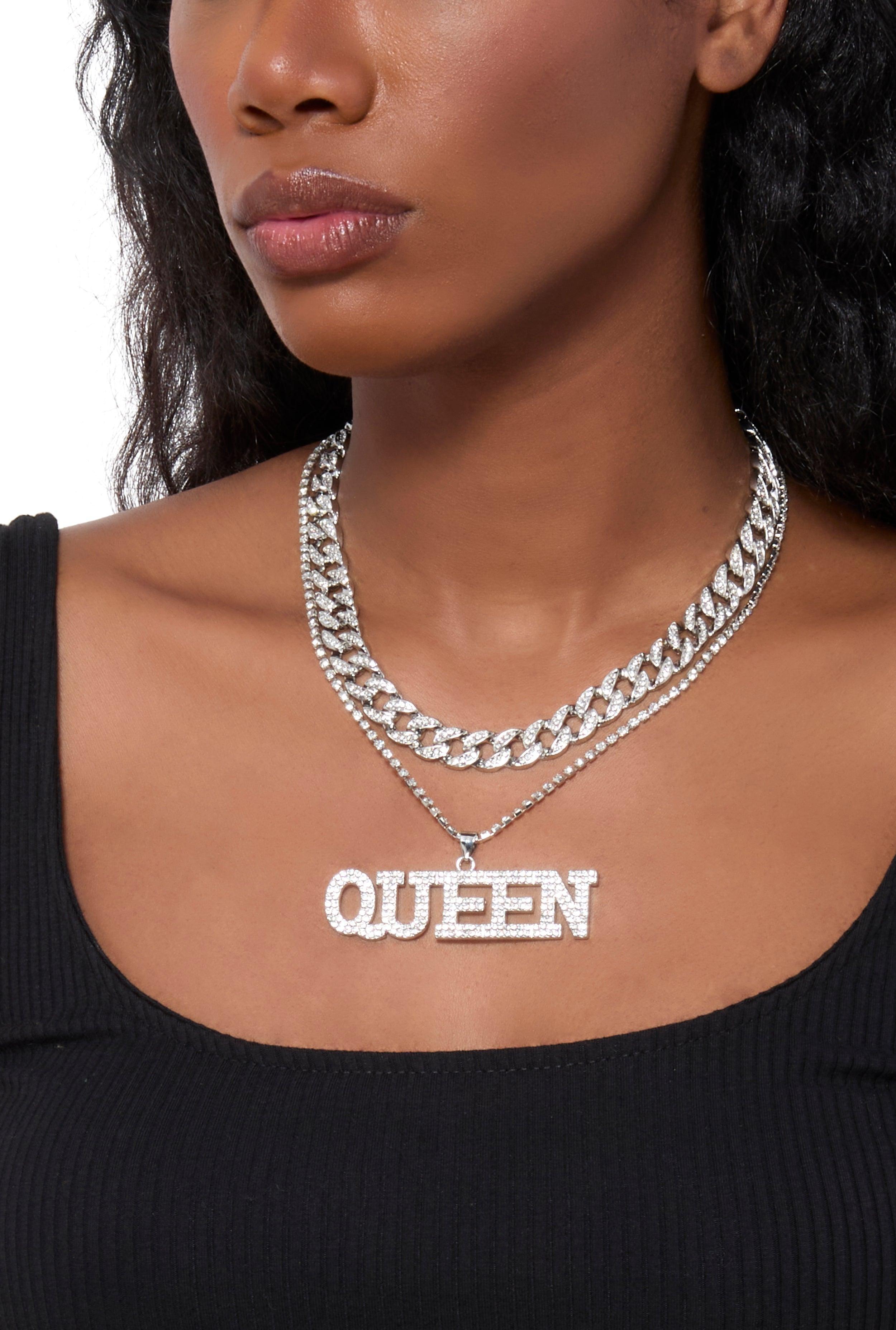 Womens Queen Cubic Zirconia Layered Necklace Product Image