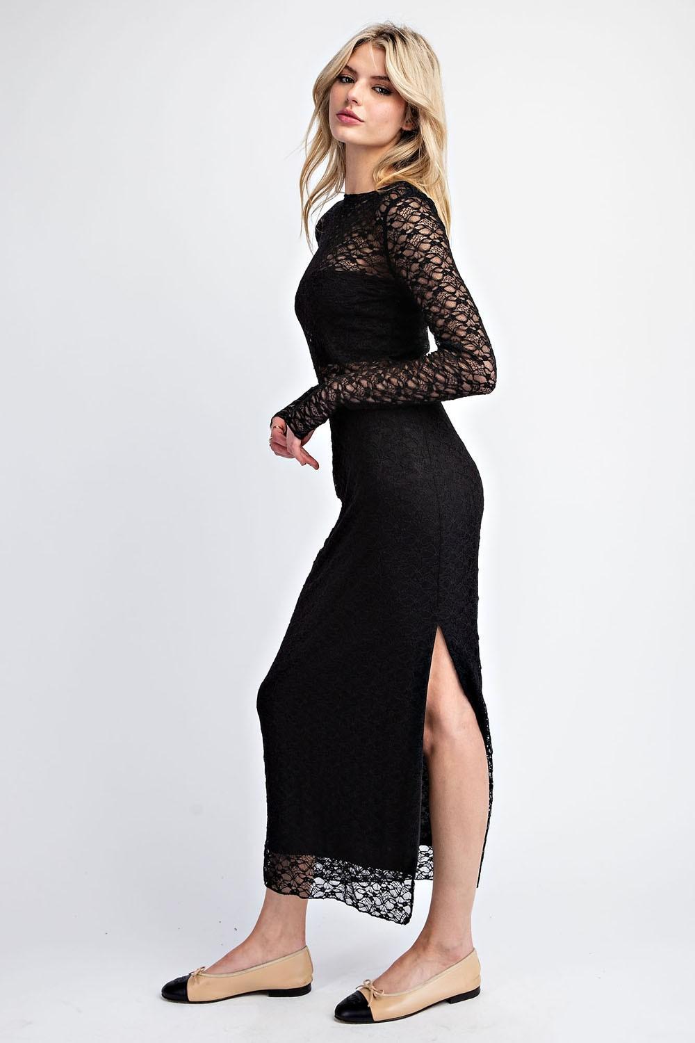 Lace Side Slit Maxi Skirt Product Image