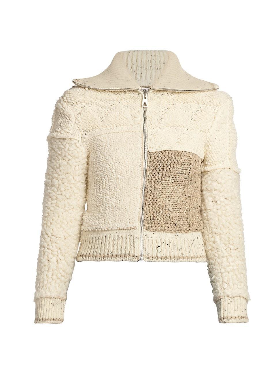 Womens Patchwork Wool Cardigan Product Image