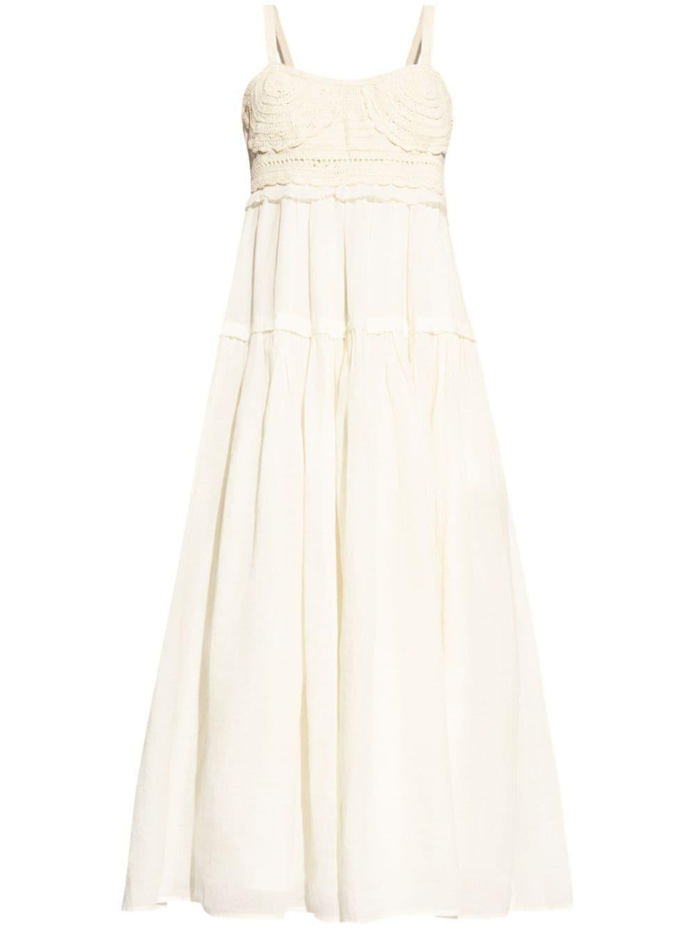 Gisella Crochet-detailed Midi Dress In White Product Image