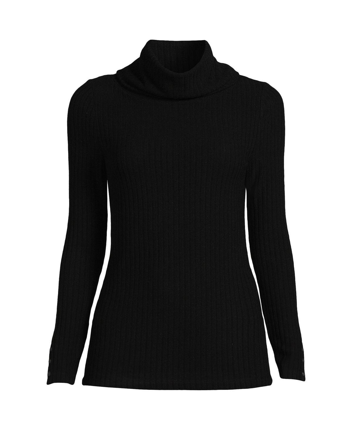 Lands End Womens Plus Size Long Sleeve Wide Rib Cowl Neck Tee Product Image