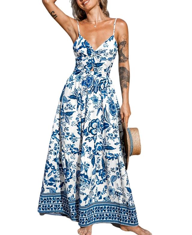 Cupshe Womens Floral Sweetheart Twist & Keyhole Maxi Beach Dress Product Image