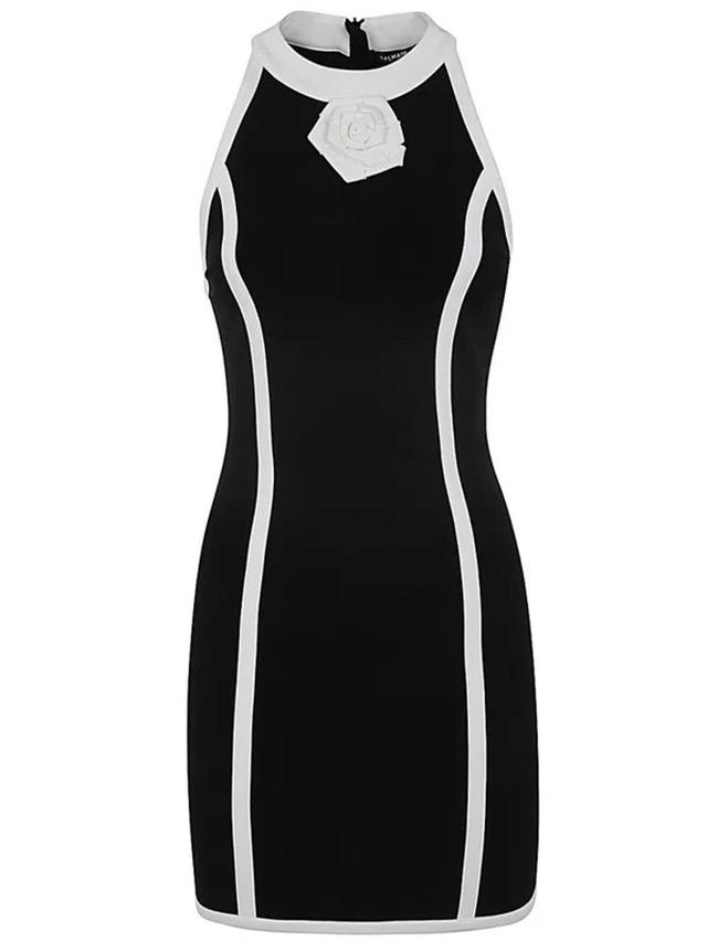 BALMAIN Rose Detail Dress In Black Product Image