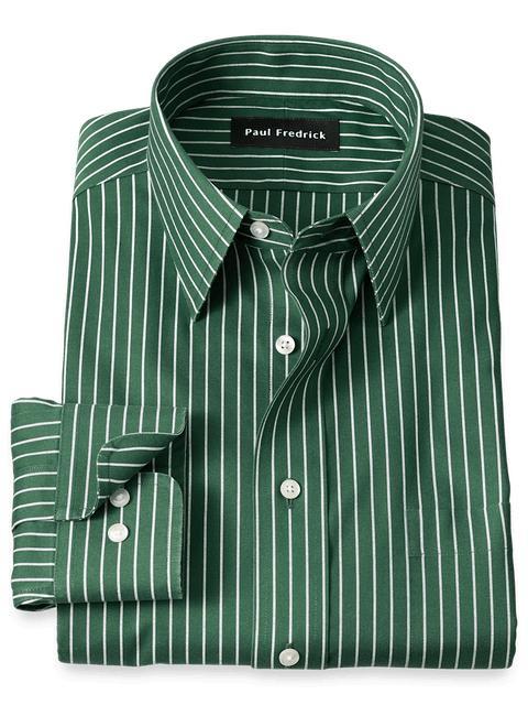 Comfort Stretch Non-Iron Stripe Dress Shirt - Green Product Image