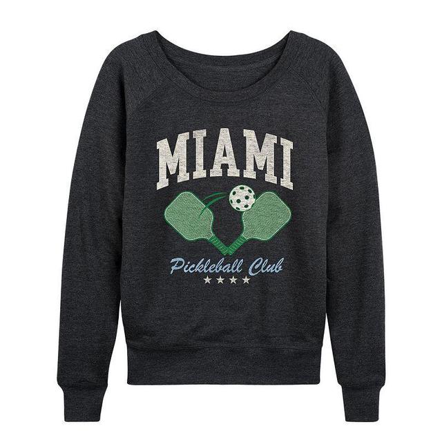 Womens Miami Pickleball Club Slouchy Graphic Sweatshirt, Girls Grey Gray Product Image