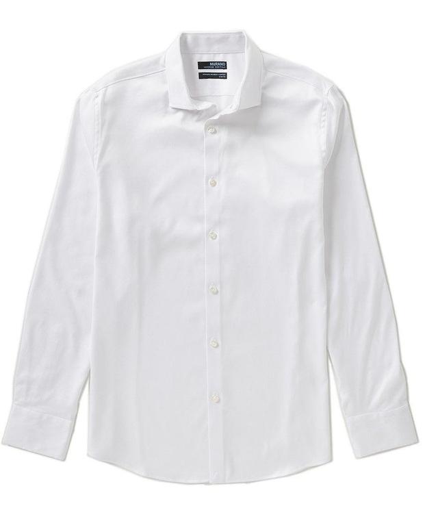 Murano Wardrobe Essentials Slim-Fit Textured Spread-Collar Woven Sportshirt Product Image