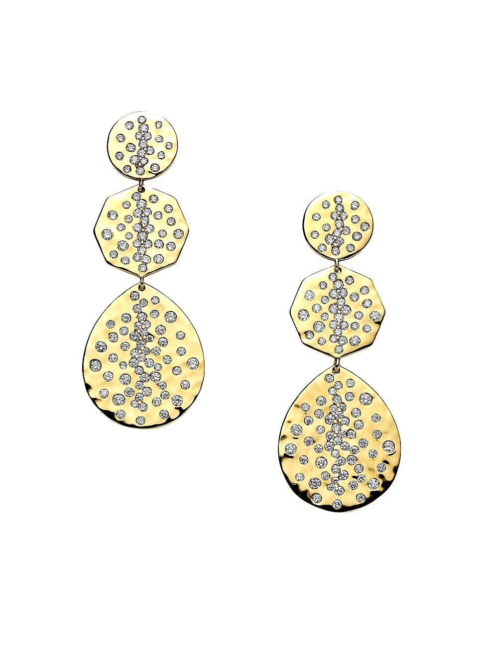 Womens Stardust 18K Yellow Gold & Diamond Triple-Drop Earrings Product Image