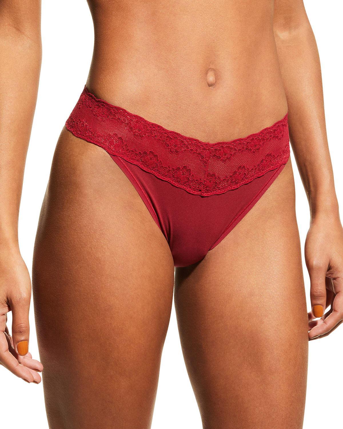 Womens Bliss Perfection Lace Trim One Size Thong Product Image