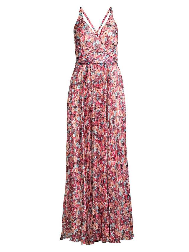 Womens Pleated Floral Maxi Dress Product Image