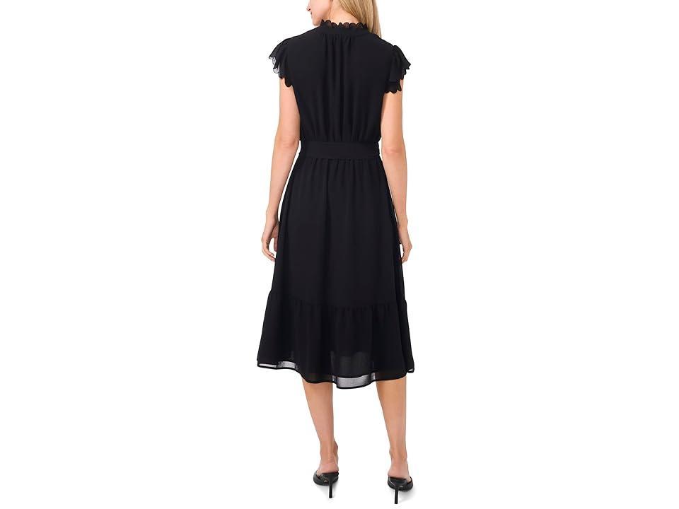 CeCe Double Ruffle Scalloped Sleeve Midi Dress (Rich ) Women's Dress Product Image