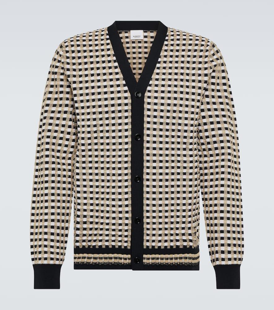 BURBERRY Check-pattern V-neck Cardigan In Archive Beige Product Image