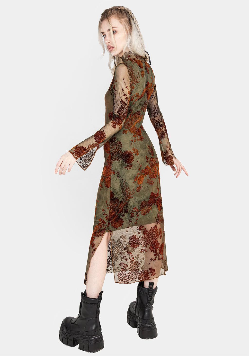 Rosaleigh Flock Velour Mesh Midaxi Dress Product Image