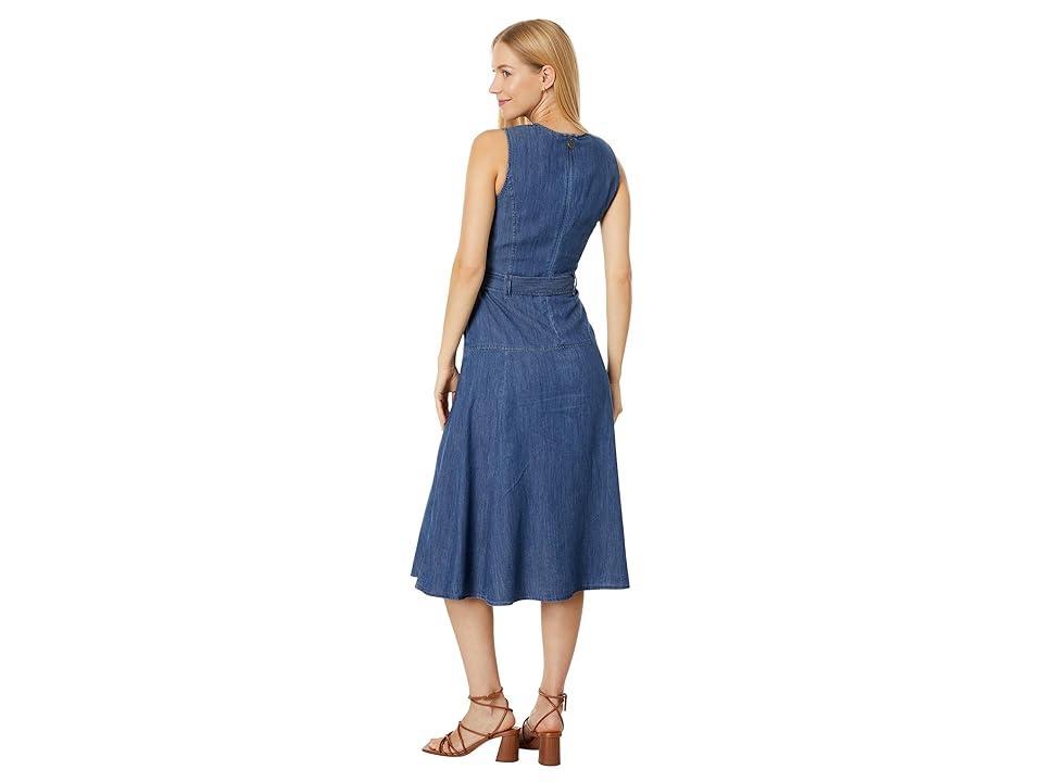 Tommy Hilfiger Sleeveless Belted Chambray Dress (Medium Benson) Women's Dress Product Image