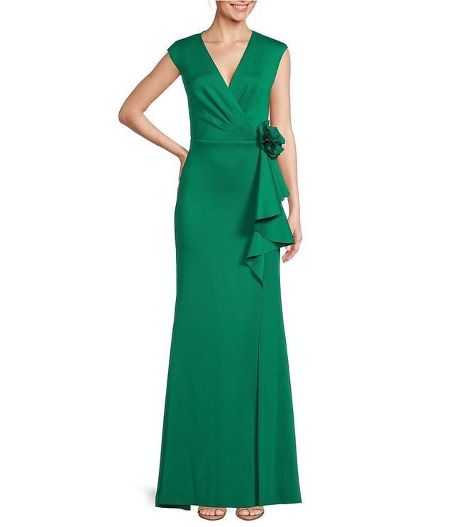 Jessica Howard Cap Sleeve V-Neck Front Slit Dress Product Image