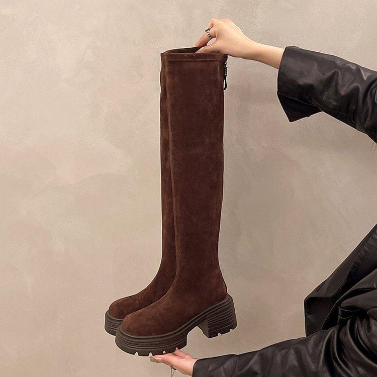 Faux Leather Platform Over-The-Knee Boots Product Image