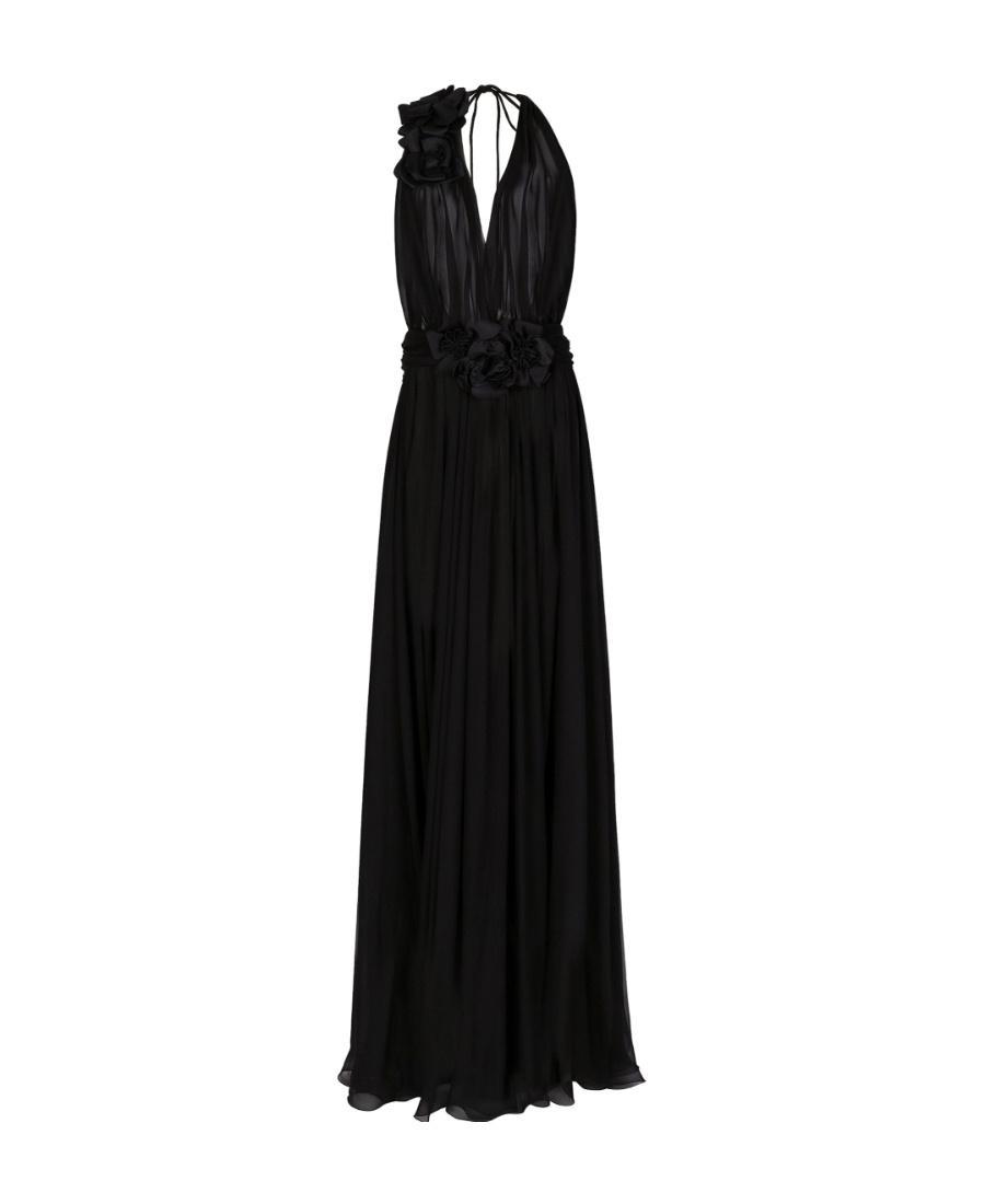 DOLCE & GABBANA Long Chiffon Dress With Boning In Black Product Image