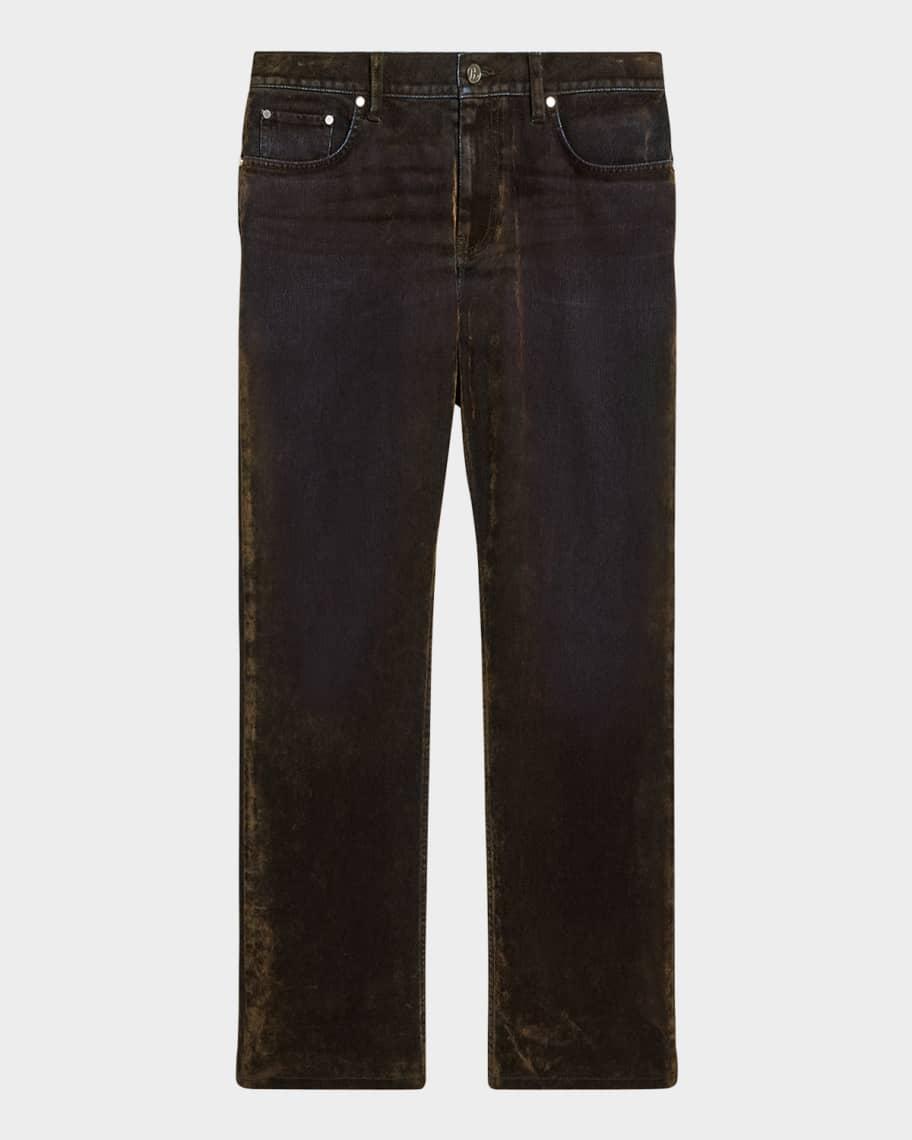 Mens Flocked Straight-Leg Jeans Product Image