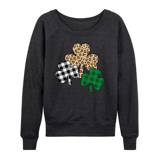 Womens Patterned Shamrocks Slouchy Graphic Sweatshirt Heather Grey Product Image