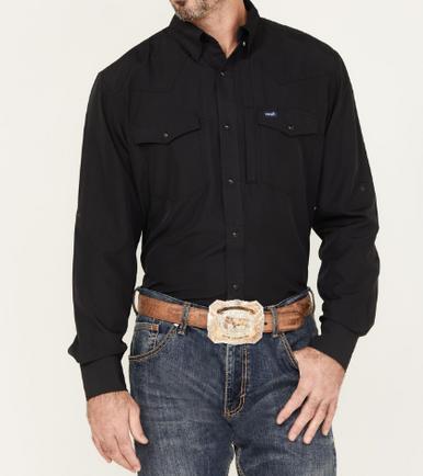 Wrangler® Men's L/S Black Performance Snap Shirt Product Image